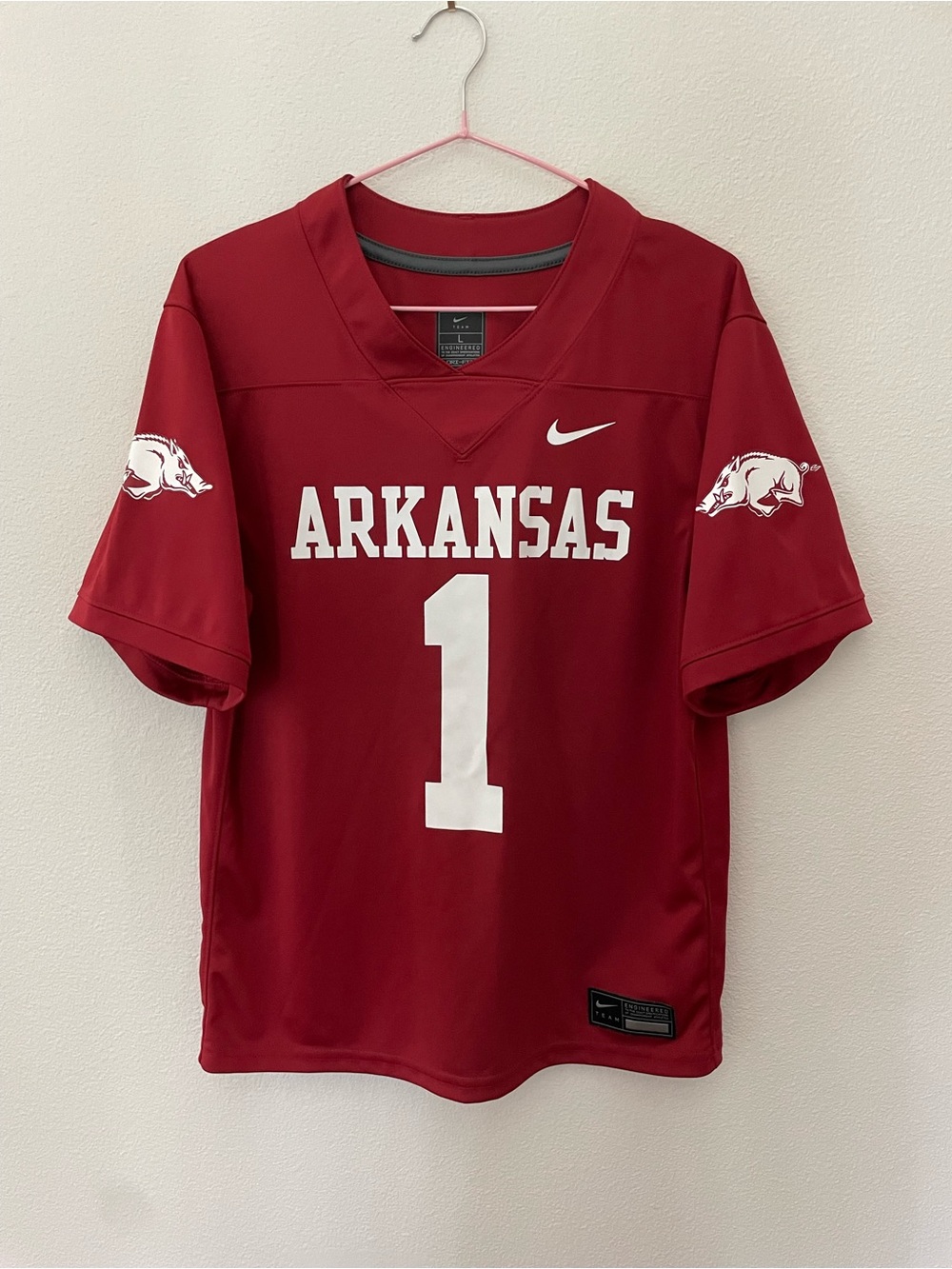 Nike Arkansas Youth Football Jersey - Red/White #1